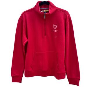 Prince & Fox Mens Red Quarter Zip Fleece Sweatshirt Logo Pullover Large NEW